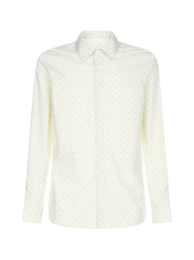 Shop Prada Printed Cotton Shirt In Bianco Giallo