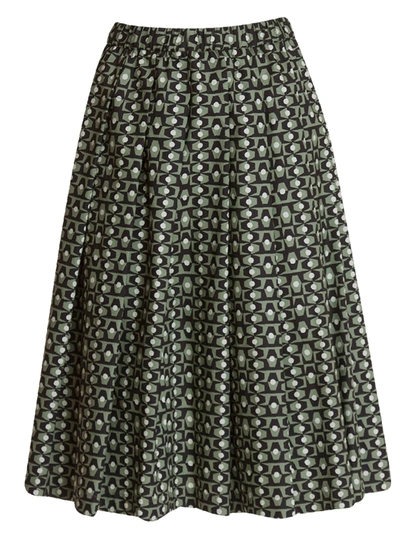 Shop Aspesi Pleated Skirt In Verde/nero