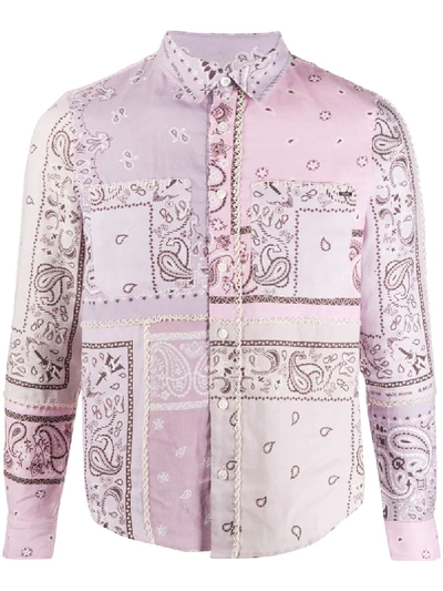 Shop Amiri Long Sleeve Paisley Print Shirt In Pink