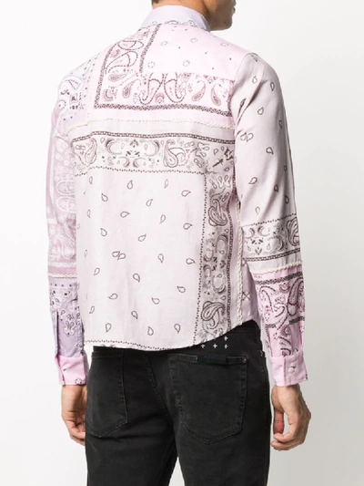 Shop Amiri Long Sleeve Paisley Print Shirt In Pink