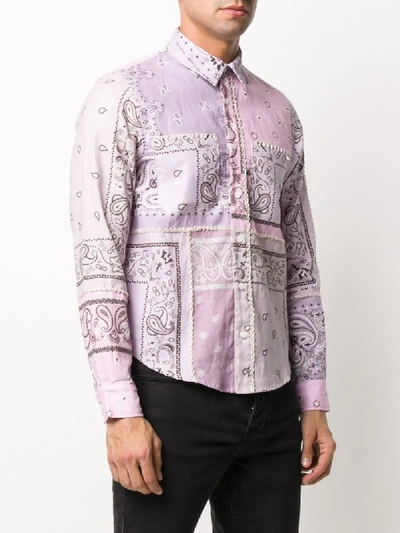 Shop Amiri Long Sleeve Paisley Print Shirt In Pink