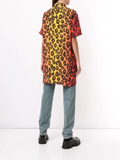 Shop R13 Leopard Print Shirt Dress In Orange