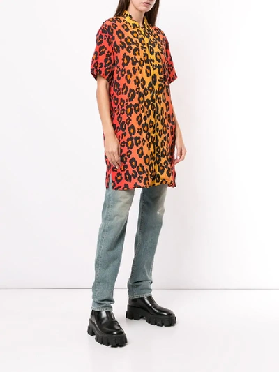 Shop R13 Leopard Print Shirt Dress In Orange