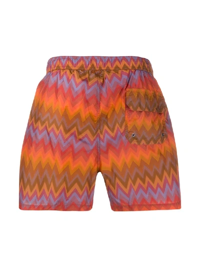 Shop Missoni Zig Zag Swim Shorts In Orange