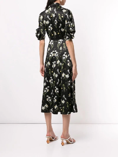 Shop Erdem Gisella Daffodil-print Silk Dress In Black