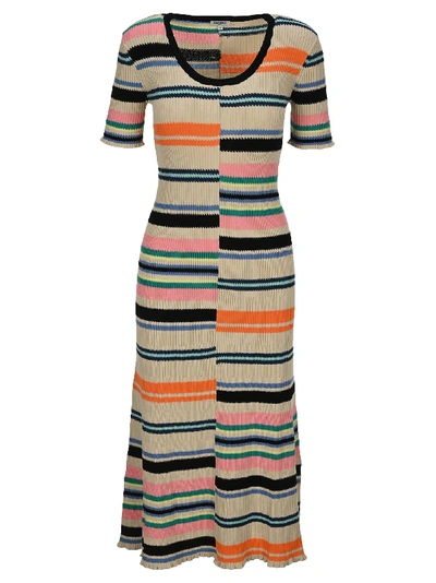 Shop Kenzo Long Striped Dress In Multicolor