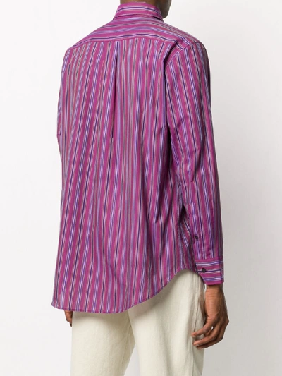 Shop Etro Long Sleeve Striped Print Shirt In Purple
