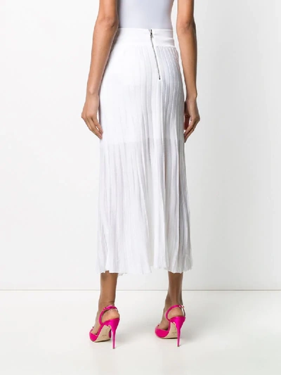 Shop Balmain Pleated Knitted Skirt In White