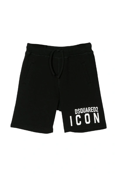 Shop Dsquared2 Kids Running Icon Shorts With Print In Black