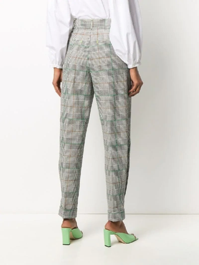 Shop Essentiel Antwerp Checked Tapered Leg Trousers In Grey