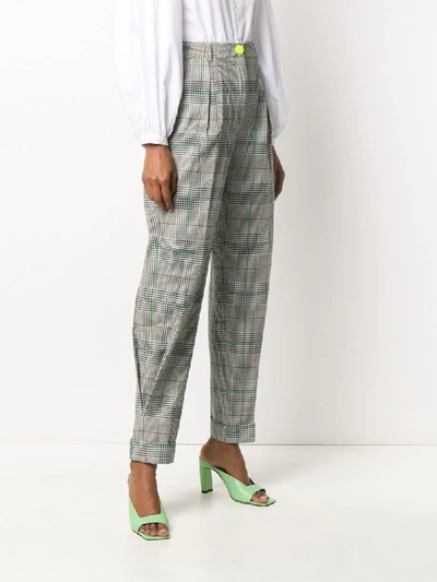 Shop Essentiel Antwerp Checked Tapered Leg Trousers In Grey