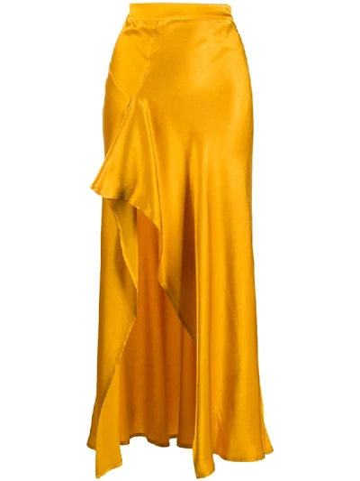 Shop Ainea Draped Maxi Skirt In Yellow