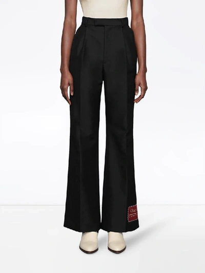 Shop Gucci Wide-leg Trousers In Black