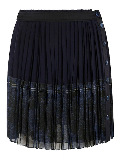 Shop Chloé Buttoned Pleated Skirt In Moonless Night