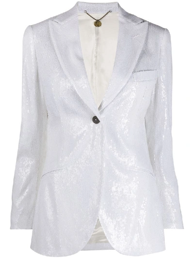 Shop Maurizio Miri Sequined Fitted Jacket In White