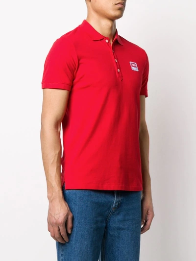 Shop Diesel Short-sleeved Logo Patch Polo Shirt In Red