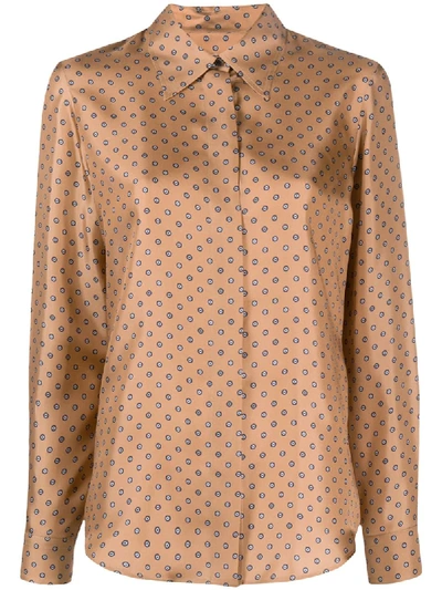 Shop Alberto Biani Silk Long Sleeve Shirt In Brown
