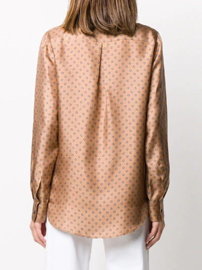 Shop Alberto Biani Silk Long Sleeve Shirt In Brown