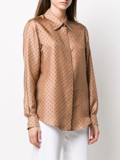 Shop Alberto Biani Silk Long Sleeve Shirt In Brown