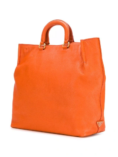 Pre-owned Prada 2010-2015 Embossed Logo 2way Bag In Orange