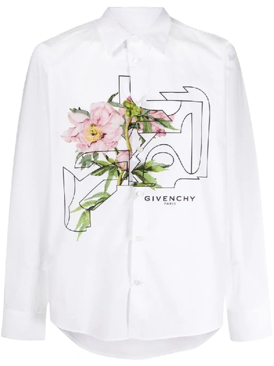 Shop Givenchy Peony Print Shirt In White