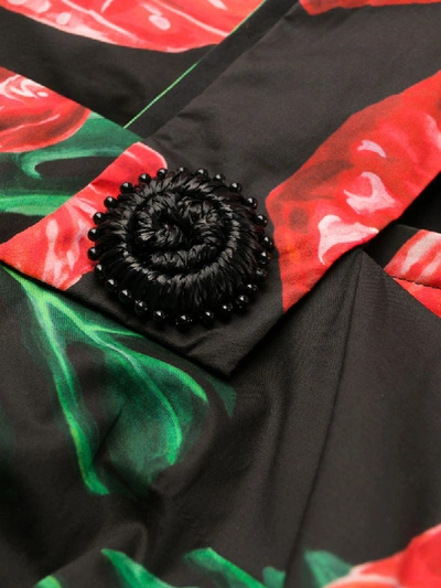 Shop Dolce & Gabbana Laceleaf Print Midi Dress In Black