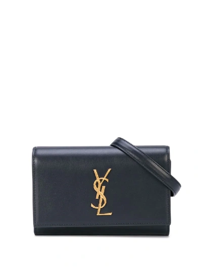 Shop Saint Laurent Kate Logo Plaque Belt Bag In Black
