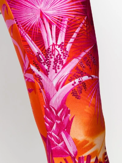 Shop Versace Floral Print Leggings In Pink