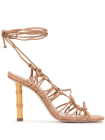 Shop Schutz Lace-up 80mm Heeled Sandals In Brown