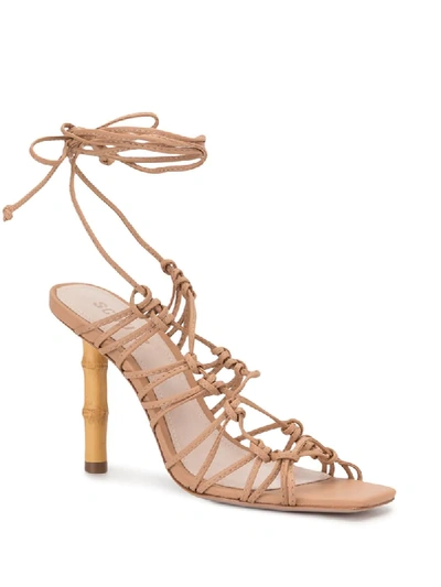 Shop Schutz Lace-up 80mm Heeled Sandals In Brown