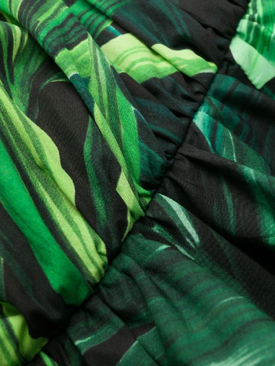 Shop Dolce & Gabbana Flocked Leaf Print Pleated Dress In Green