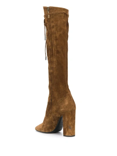 Shop Saint Laurent Laura 10mm Knee-high Boots In Brown