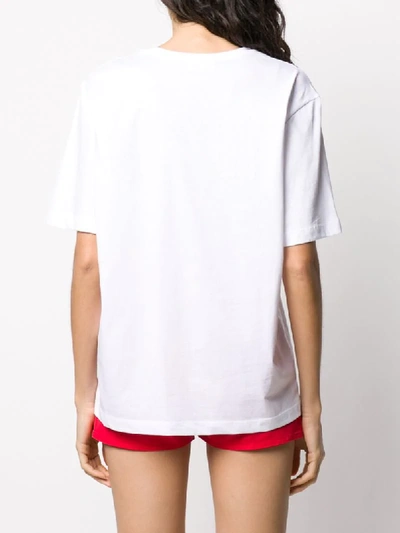 Shop Love Moschino Logo Flag T-shirt In White