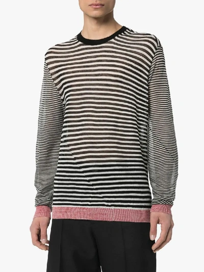 Shop Ann Demeulemeester Striped Knit Jumper In Black