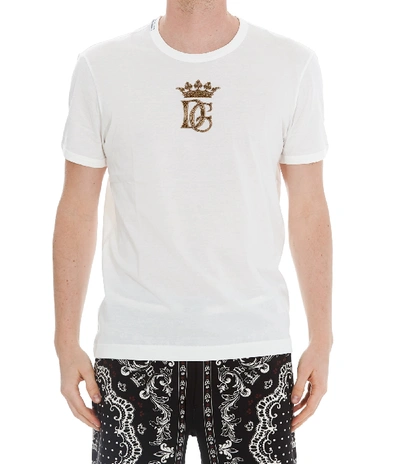 Shop Dolce & Gabbana Logo Dg T-shirt In Bianco