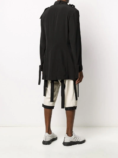 Shop Yohji Yamamoto Strap Detail Coat In Black