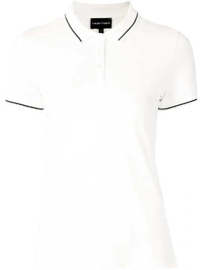 Shop Emporio Armani Piqué Polo Shirt In White