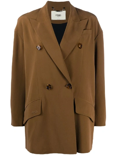 Shop Fendi Double-breasted Jacket In Neutrals