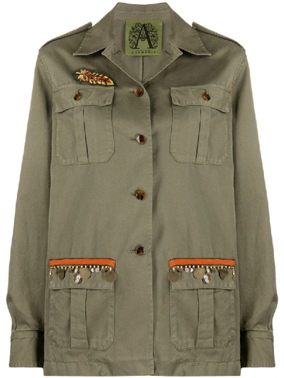 Shop Alessandra Chamonix Bestickte Jacke Im Military-look In Green