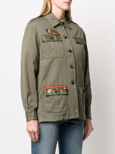 Shop Alessandra Chamonix Bestickte Jacke Im Military-look In Green