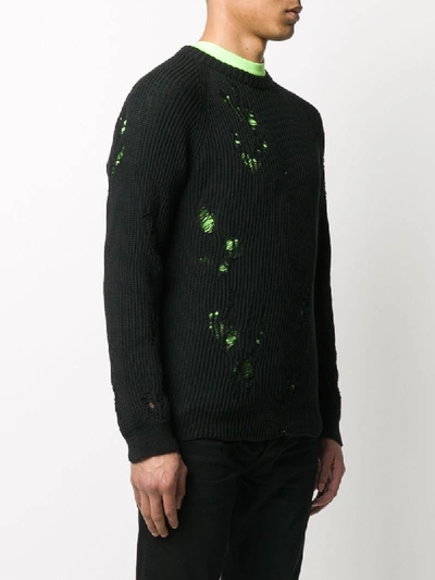 Shop Laneus Distressed Knit Jumper In Black