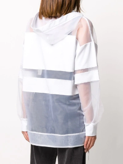 Shop Liu •jo Chiffon-panel Hooded Sweatshirt In White