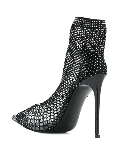 Shop Le Silla Stud Embellished Mesh Boots In Black