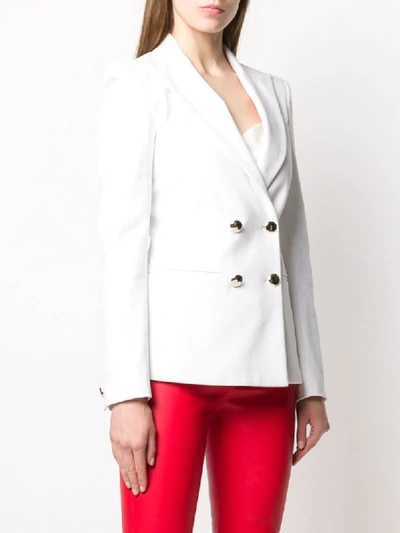 Shop Amen Double-breasted Fitted Blazer In White