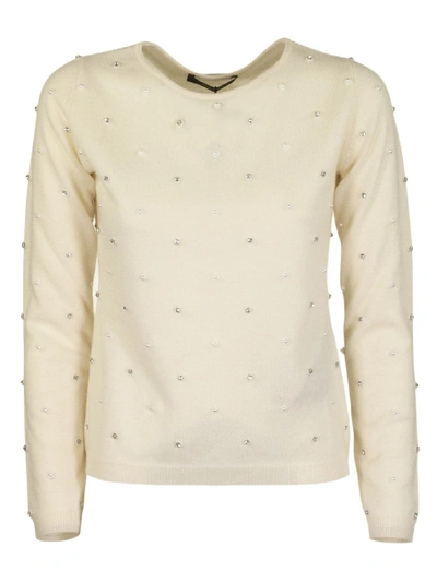 Shop Max Mara Wool Cashmere Jumper Dolmen Vanilla Knitwear In Bianco Unito