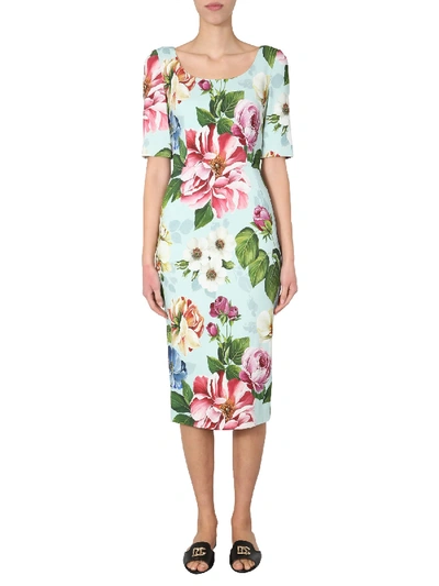 Shop Dolce & Gabbana Long Dress In Am Fiori Ombre Azz