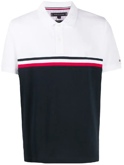 Shop Tommy Hilfiger Striped Detail Polo Shirt In Blue