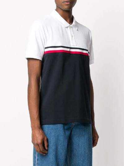 Shop Tommy Hilfiger Striped Detail Polo Shirt In Blue