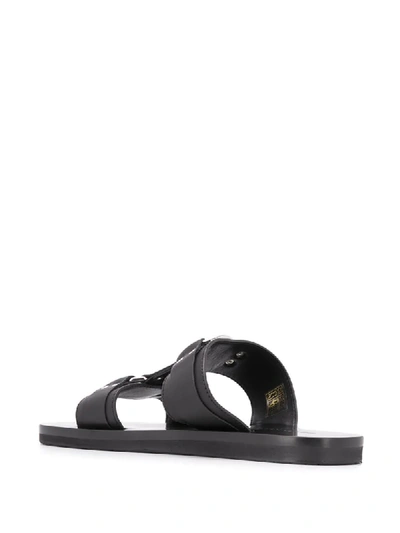 Shop Dsquared2 Flat Leather Sandals In Black