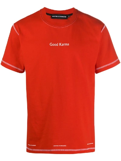 Shop United Standard Good Karma Print T-shirt In Red